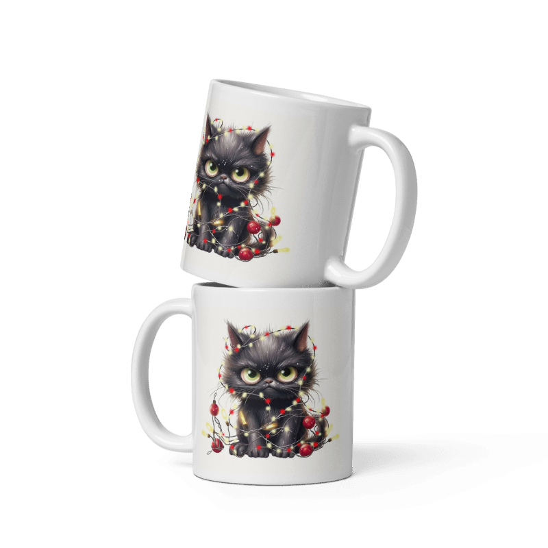 Cat vs Christmas Lights Mug & Coaster Set - Image 4