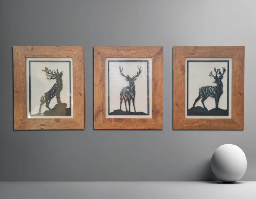 Set of 3 Laser Cut Stag Wall Art