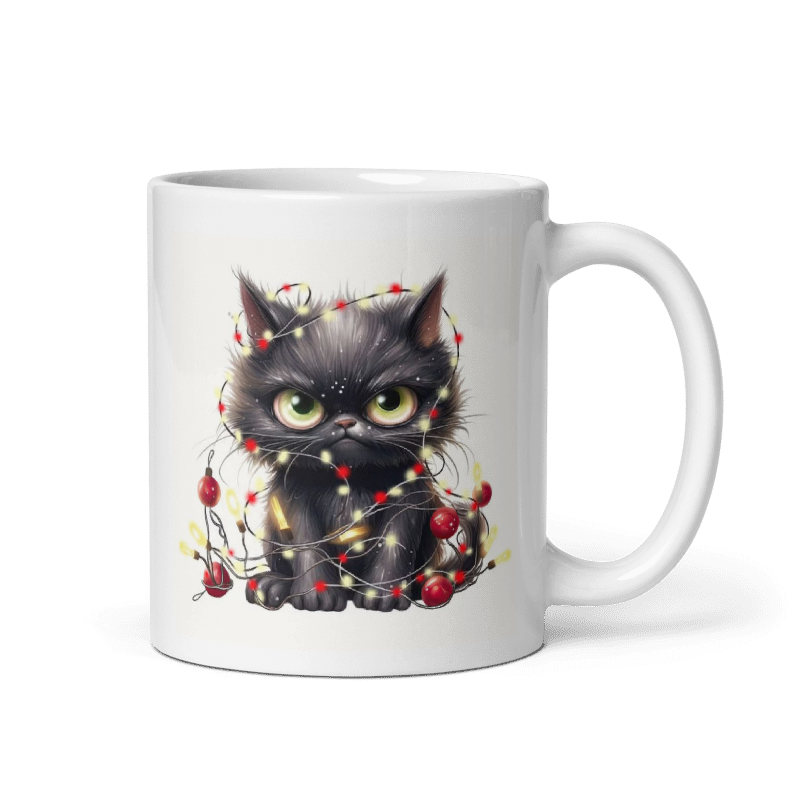 Cat vs Christmas Lights Mug & Coaster Set - Image 2