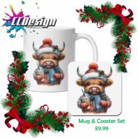 Cute Highland Cow Mug & Coaster Set